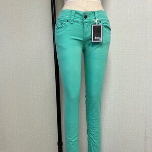 NWT 2000s Deadstock Scarlet Boulevard Lightweight Stretch Green Colored Jeans 27